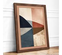 Angular Divisions Geometric Framed Wall Art Print A4 (29.7×21cm) Walnut, Wall Decor for Living Room, Bedroom, Office & Home, Ready to Hang, Art Gift