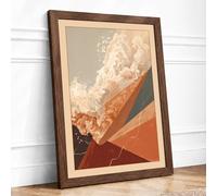 Angular Form Rising Framed Wall Art Print A2 Walnut | Ready to Hang, Premium Gi Paper, Fade-Resistant Inks, Securely Packaged, UK Made