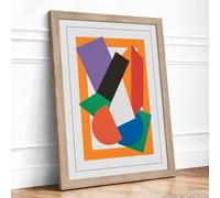 Angular Momentum Geometric Framed Wall Art Print A1 Oak