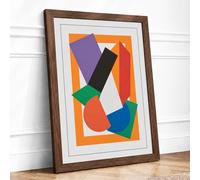 Angular Momentum Geometric Framed Wall Art Print A2 (59.4×42cm) Walnut, Wall Decor for Living Room, Bedroom, Office & Home, Ready to Hang, Art Gift