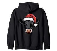 Angus Cow Christmas Beef Cattle Ugly Xmas Sweater Festive Zip Hoodie