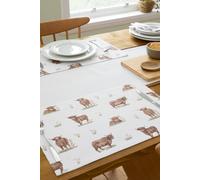 Catherine Lansfield Angus Highland Cow Cotton 30x46cm Dining Placemat 4 Pack Natural