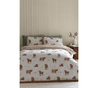 Catherine Lansfield Angus Highland Cow Reversible King Duvet Cover Set with Pillowcases Natural