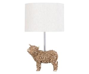 Angus - Highland Cow Table Lamp With Oatmeal Linen Shade