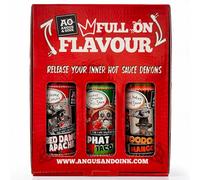 Angus & Oink | Hot Sauce Gift Set | Red Dawg Apache, Voodoo Mango & Phat Taco | Spicy Chilli Sauces for Chicken, Tacos, Wings & BBQ | Foodie Gift Box 3 Pack