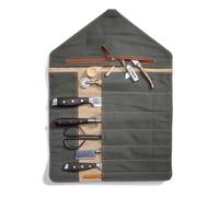Angus Stoke Buffalo Leather Kitchen Knife Bag, Exclusive 7x Roll-Up Knife Bag with Extra Compartments - Gordon Leather Chef Bag, Brown, 57 cm x 57 cm x 38 cm, knife bag