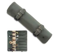 Angus Stoke Knife Bag for Chef's Knives - 14 Compartment Knife Roll for Chefs - High-Quality Roll Bag for Knives Cooking Bag Mathieu, Olive-Green, Roll Knife Pouch