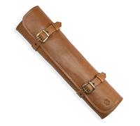 Angus Stoke Knife Bag Leather Chefs, 7-Compartment Genuine Leather Chef's Knife Roll, Large, Knife Bag for Chef's Knife, Kitchen Bag, Sam (Brown)
