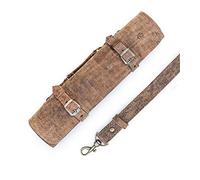 Angus Stoke Leather Knife Bag for Chefs 7 Compartment Chef's Knife Roll Large - Knife Bag Chef's Knife - Cooking Bag with Carry Handle and Strap (Antique Brown)