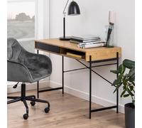 angus wooden laptop desk with sliding door in oak and black