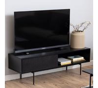 angus wooden tv stand with 1 sliding door in black