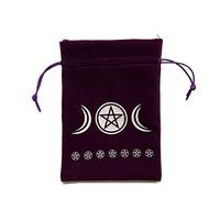 angwang Tarot Bag,Velvet Moon Phase Tarot Oracle Cards Storage Bag Runes Constellation Witch Divination Accessories Jewelry Dice Drawstring Package Three Moon Phase Purple