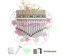 angxiong Kalimba Thumb Piano Acrylic 17 Keys Mini Kalimba Piano Sets in Cherry Blossom Shape, Kalimba Musical Instrument for Children and Adults Music Catchers