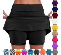 Angxiwan 2 in 1 Running Shorts Women Plus Size High Rise Waisted Tennis Skorts Stretchy Athletic Pleated Skirts Inner Legging Shorts Golf Yoga Running Skirts Skorts Workout Sports Skorts Clearance