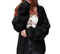 Angxiwan 2024 Cardigans for Women UK Women's Long Sleeved Sleeve Loose Chunky Knitted Cardigan Oversized Cardigan Women Ladies Friday Black Sale 2024