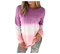Angxiwan Baggy T Shirts for Women Sweatshirt Plus Women Printed Gradient Tie-Dye Pullover Long Top Sleeve Size Women's Blouse Womens Long Sleeve Spandex Black v Neck Blouse Burgundy top