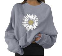Angxiwan Bargains of The Day Sale Ladies Plus Size Shirts Womens Casual Long Sleeve Round Neck Sweatshirts Floral Printed Loose Top Plus Size Lightning Deals of The Day Grey