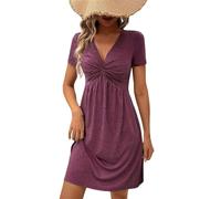 Angxiwan bargains of The Day Sale Summer Dresses for Women UK Fashion V-Neck Wrap Waist Sundress Casual Loose Fit Maxi Dress Boho Sleeveless Beachwear Ladies Ladies Clothes Sale Clearance