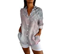 Angxiwan Beach Cover Ups and Kaftans Linen Shirt Women Oversized Long Sleeve Button Down T-Shirts Cardigans Fashion Artistic Print Tunic Tops Summer Casual Loose Lightning Deals of The Day Today Sale