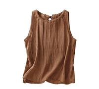 Angxiwan Black Vest Tops For Women Women'S Vest Tops Linen for Women Uk Retro Embroidered Loose Fit Sleeveless Lightweight Crewneck Summer Shirt Baggy Casual Flowy Top White UK Summer Clothes