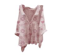 Angxiwan Boho Tops for Women UK Linen Cardigan for Women Summer Long Sleeve Lightweight Jacket Elegant Print Button Shirts Plus Size Flowy Hem Linen Tops s Boho