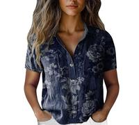 Angxiwan Boho Tops for Women UK Linen Shirts Women Summer Short Sleeve Button Down T-Shirts with Pockets Elegant Graphic Print Tunic Tops Lightweight Loose My+Orders My Recent Orders