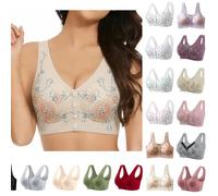 Angxiwan Bras for Women UK Front Fastening Bras Soft Comfortable Cotton Bra Wireless Snap Closing Ladies Bras Plus Size Front Clasp Wireless Cotton Vest Bra for The Elderly Everyday Bralettes