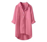 Angxiwan Button Down Shirts for Women UK Lightweight Linen Cotton Blouse with Pocket Casual Loose Fit Long Sleeve Tunic Tops Oversized Solid Color Tee Shirt Jacket for Daily Vacation Office.