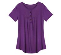 Angxiwan Camping Deals of The Day Sale Oversized V Neck T Shirts for Women Bubble Hem Vest Tops for Women Cold Shoulder Blouse Ladies Off The Shoulder Tops Streetwear Graphic Tees Purple