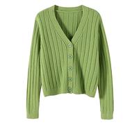 Angxiwan Cardigans for Women UK Short Outside with Loose Long Sleeved V Neck Sweater Knit Sweater Solid Color Cardigan Coat Blouse Woman Oversized Cardigan Women