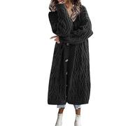 Angxiwan Cardigans for Women UK Solid Long Sleeve Loose Button Long Knitted Sweater Cardigan Womens Lightweight Cardigan Plus Size Waterfall Jacket Ladies Waterfall Jacket