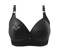 Angxiwan Clearance Bargains Lightening Deals Non Wired Bras for Women Super Comfot Padded Bra Fashion Rhinestones Print Adjustable Strap Bralette High Impact Support Full Present for Elderly Lady