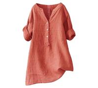 Angxiwan Clearance Items 10 Pound Items Blouses for Women UK Loose Button Shirt Top Stand Solid Color Medium Sleeve Collar Casual Women's Shirt Women's Shirt Orange