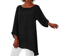 Angxiwan Clearance Items Items Under 2 Pounds Gifts Women's Blouses & Shirts Women Plus Size Long Sleeve Irregular Hem Baggy Blouse Shirt Ladies Summer Tunic Tops Black