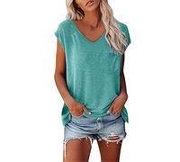 Angxiwan Clearance Items What are My Deals Summer Tops for Women UK Short Sleeves V Neck Plain Color Soft Loose Fitting Summer T Shirts Women