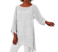Angxiwan Clearance My Orders UK My Orders Women's Blouses & Shirts Women Plus Size Long Sleeve Irregular Hem Baggy Blouse Shirt Ladies Summer Tunic Tops White