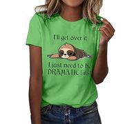 Angxiwan Daily Deals Clearance Ladies Plus Size Shirts Women Cartoon Graphic Printing Round Neck Short Sleeve T Shirt Tops Tunic Fashion Best Boxing Day Sales Green
