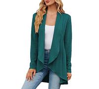 Angxiwan Daily Deals of The Day Crochet Cardigans for Women Ladies Long Sleeve Solid Color Loose Cardigan Top Knitted Jacket Oversized Long Cardigan Early Friday Black Deals