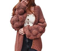 Angxiwan Deals of The Day Lightning Deals Crochet Cardigans for Women Long Sleeved Sleeve Loose Chunky Knitted Cardigan Womens Lightweight Cardigans Warehouse Clearance Bargains Sale Coffee