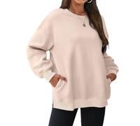 Angxiwan Deals of The Day Sale Home Oversized Hoodies for Women UK Clearance Casual Loose Fit Long Sleeve Sweatshirts with Pockets Plus Size Solid Color Hooded Christmas Jumpers for Women Sale Beige
