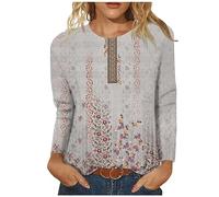 Angxiwan Deals of The Day Sale Prime Going Out Tops for Women UK Women's Crew Neck Sweatshirt Vintage Top Women's Long Sleeve Floral Print Plus Warehouse Deals Clearance Returns Silver