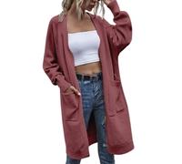 Angxiwan Early Prime Deals Cardigans for Women UK Women's Autumn Solid Color Knit Cardigan Mid Length Double Pocket Casual Loose Coat Suitable Home Bargains Shop Online Purple