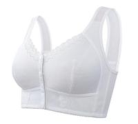 Angxiwan Front Fastening Bras for Women UK Plus Size Wide Strap Activewear Bralette Breathable Mesh High Impact Push up Everyday Bras Comfort Soft Wirefree Underwear Seamless Stretchy Brassiere