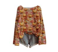 Angxiwan halloween clothing for women Halloween Jumper Women Fashion Theme Month Graphic Print Pullover Tops Casual Long Sleeve Knit Sweatshirts Plus Size orange sweatshirt adult