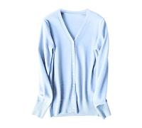 Angxiwan Holiday Essentials for Women Crochet Cardigans for Women Classic Button Down Long Sleeve V Neck Soft Knit Sweater Womens Lightweight Long Sale Clearance Items Women Sky Blue