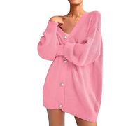 Angxiwan Holiday Essentials for Women Lightweight Cardigans for Women UK Long Sleeve Solid Color Casual Loose Knit Cardigan Jacket Lightweight Items Under 10 Pounds Pink