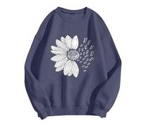 Angxiwan Holiday Essentials for Women Sweatshirts for Women UK Oversized Long Sleeve Tops Cute Daisy Butterfly Print Pullover Casual Crewneck Fall Jumper Sweatshirts Orders Placed by Me 2024