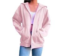 Angxiwan Holiday Essentials for Women Zip up Hoodies for Women UK Lightweight Long Sleeve Sweatshirts With Pocket Casual Hooded Cardigans Autumn Oversized Hoodie Warehouse Deals Clearance