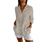 Angxiwan Kaftans Women Full Length Linen Shirt Women Oversized Long Sleeve Button Down T-Shirts Cardigans Fashion Artistic Print Tunic Tops Summer Casual Loose Sales Clearance B White