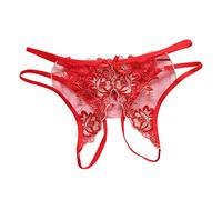 Angxiwan Ladies Knickers Women Lace Open Crotch Low Waist Panties Underwear Women Plus Size Underwear Satin High Waist Panties Red